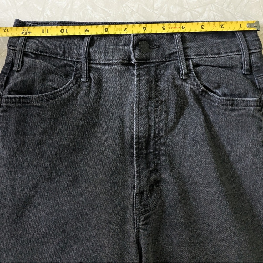 MOTHER Hustler Ankle Fray Jeans Not Guilty Washed Black Flare Size 26 - Picture 10 of 12